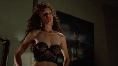 Jennifer Beals, Kasi Lemmons - Nude Breasts in Vampire's Kiss (1989)